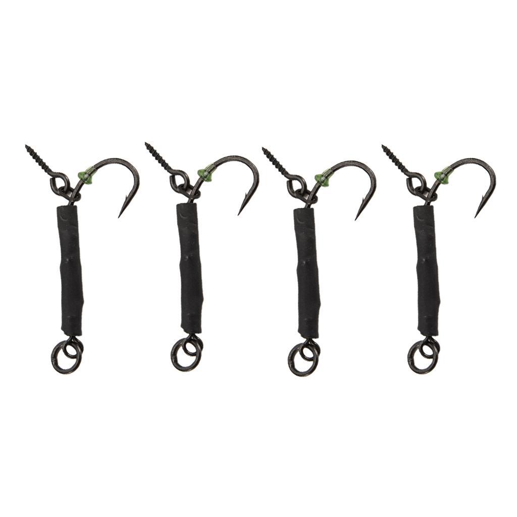4pcs Fishing Ronnie Rigs Carp Fishing Rigs Assist Hooks 04 barbed 04