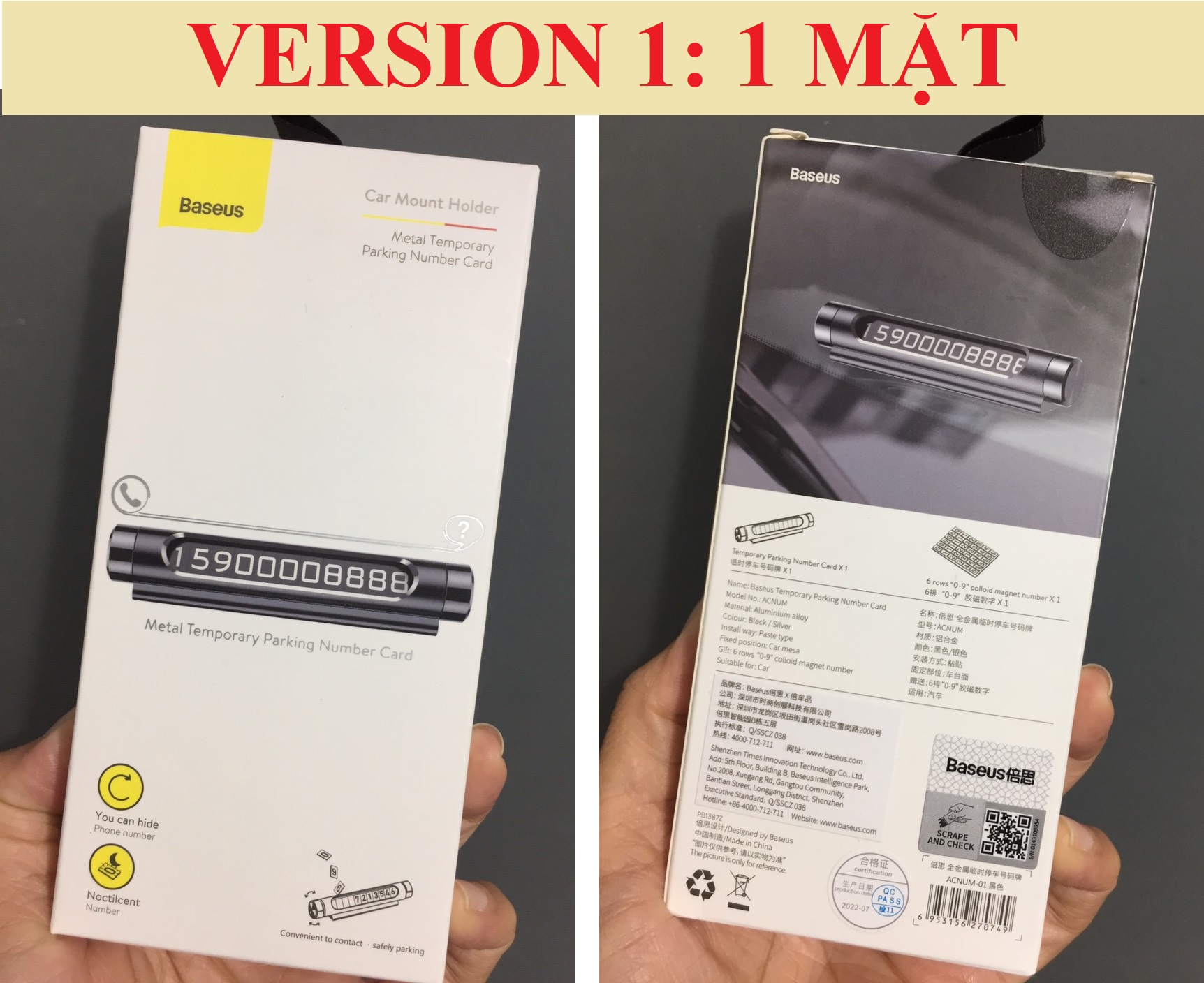 Bảng số 2 mặt dán táp lô trên xe hơi Baseus Baseus Baseus All Metal Temporary ACNUM-C01  Verison 2 / Verison 1 - Hàng chính hãng