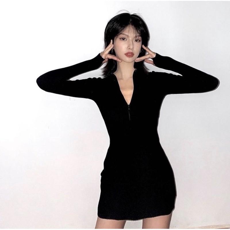 Đầm body tay dài kéo