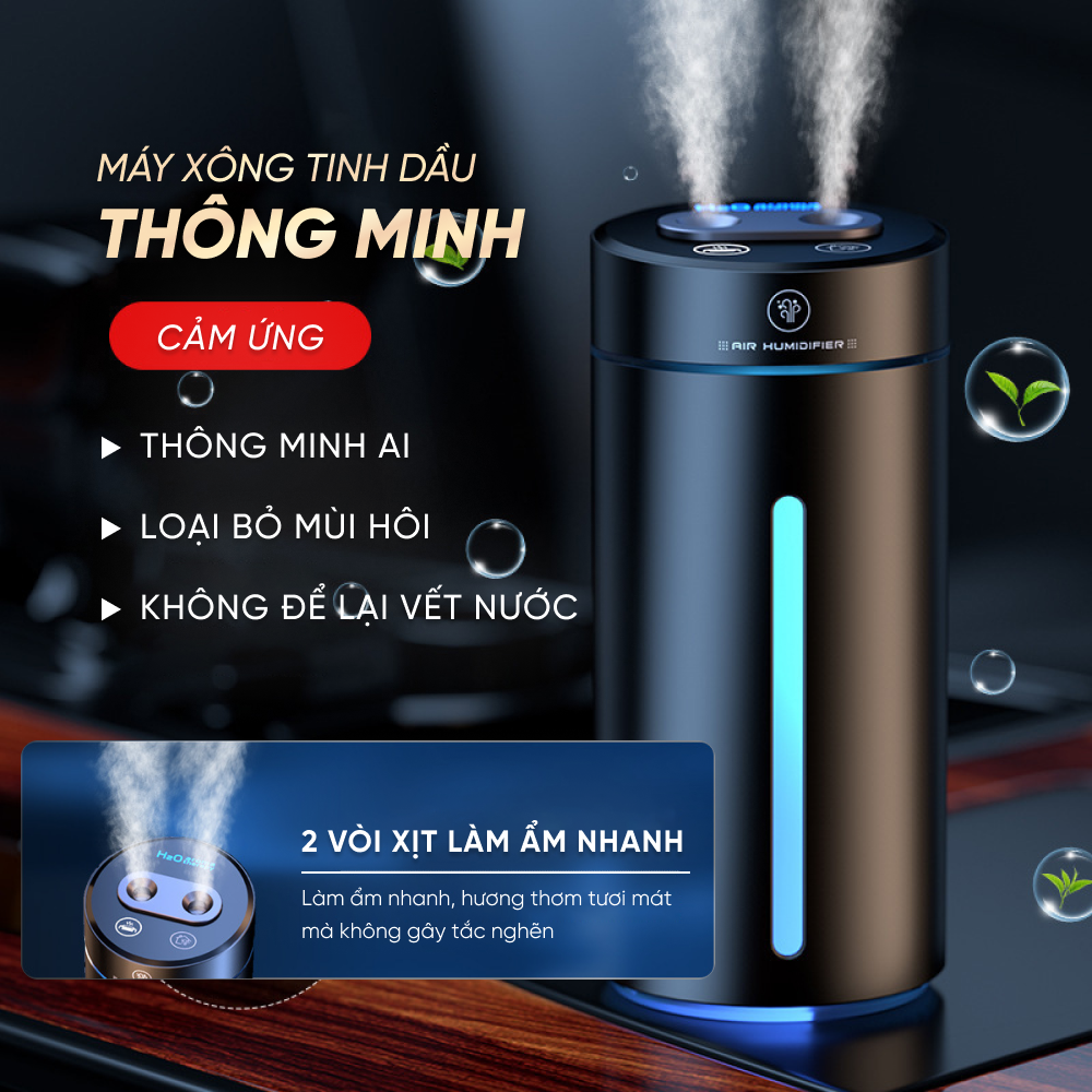 Máy Khuếch Tán Tinh Dầu Air Humidifier Dành Cho Xe Ô Tô Có Hỗ Trợ Sạc Pin