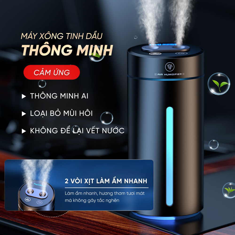 Máy khuếch tán tinh dầu mini sạc pin đa năng dùng trong nhà, cho ô tô - Máy phun tinh dầu thông minh Air Humidifier