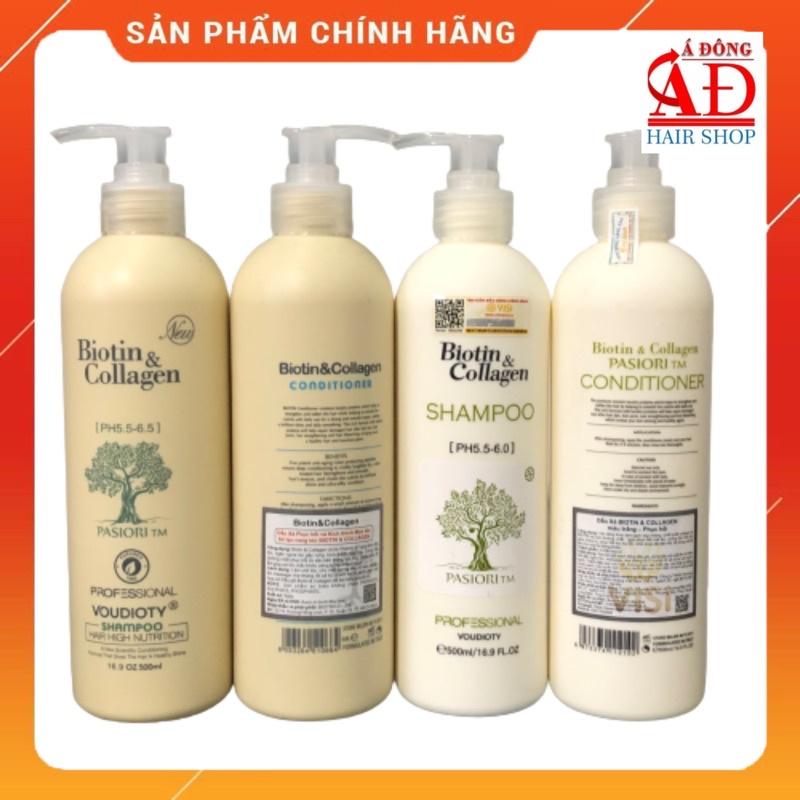 [500ml*2] Cặp dầu gội xả Biotin &amp; Collagen Trắng Pasiori phục hồi ngăn rụng kích thích mọc tóc