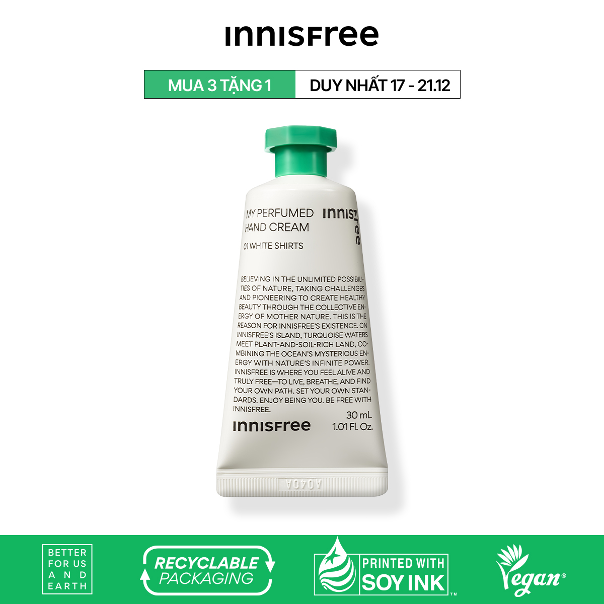 Kem dưỡng da tay hương nước hoa innisfree Jeju Life Perfumed Hand Cream 30ml