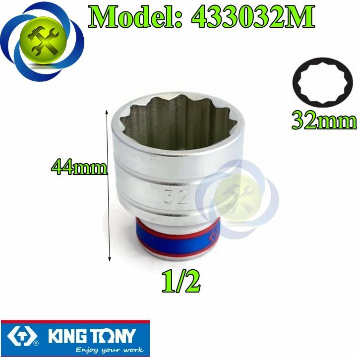 Tuýp 32mm 1/2 Kingtony 433032M 12 cạnh màu trắng dài 44mm