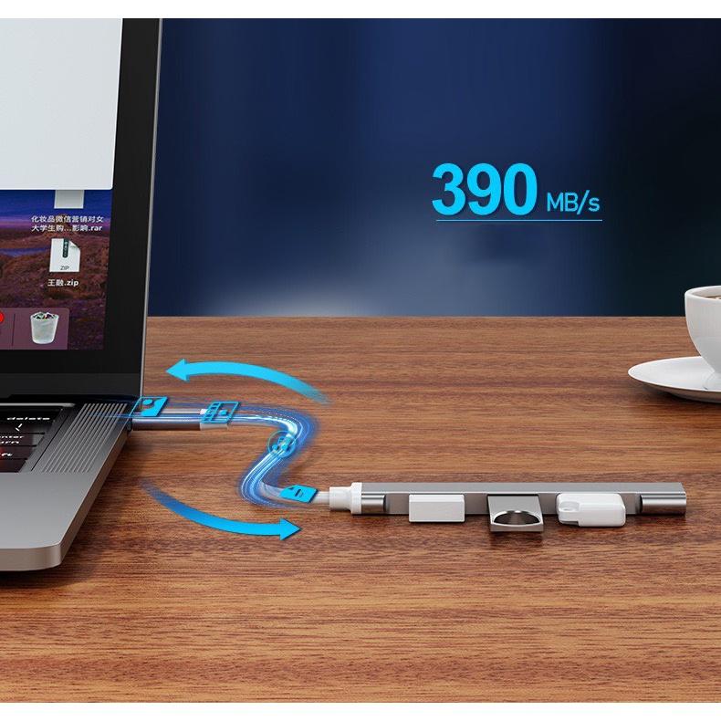 Bộ chia cổng Hub USB và Hub Type C màu xám