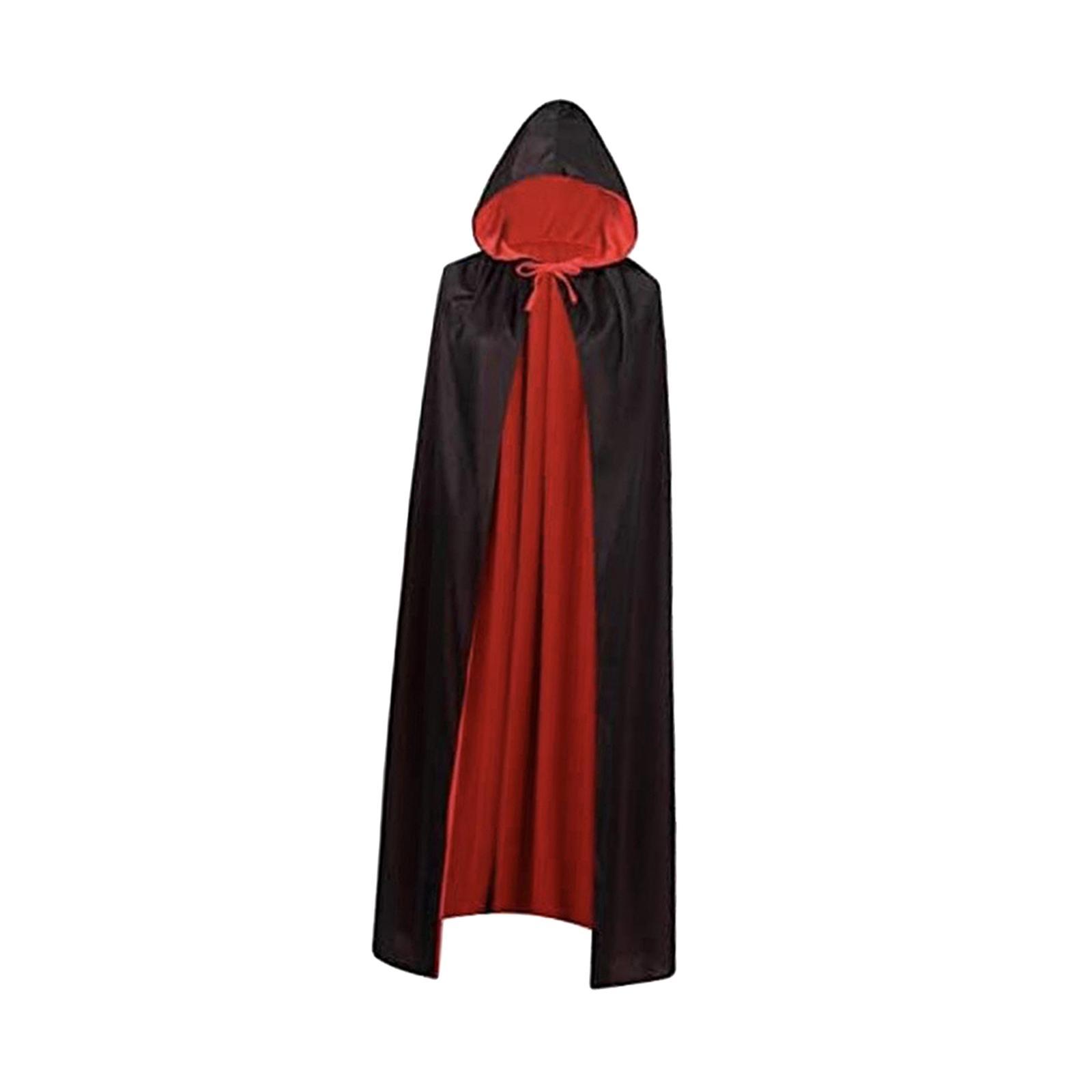 Halloween Hooded Cloak with Hood Velvet Cloak Death Cape Witch Costume Reversible Robe Cape Halloween Cosplay Costume for Men Adults