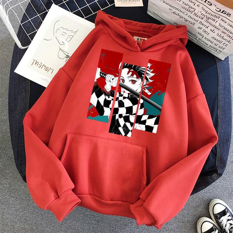 Demon Slayer Anime Tanjiro Và Nezuko Áo Hoodie Nỉ Nữ Hàn Quốc Kpop Phong Cách Đường Phố Áo Cô Gái Dạo Phố Sudadera Mujer