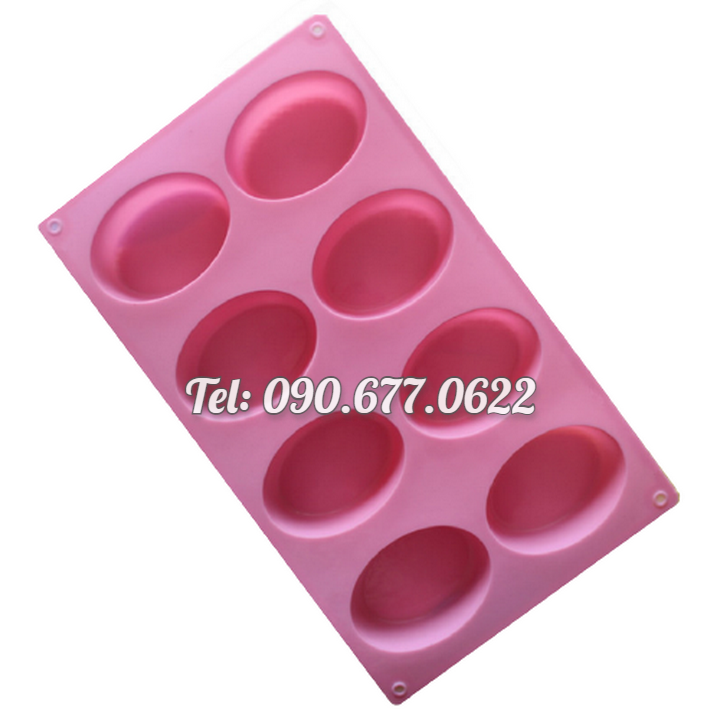 Khuôn silicone làm bánh, rau câu 8 hình Oval - Mã số 1052