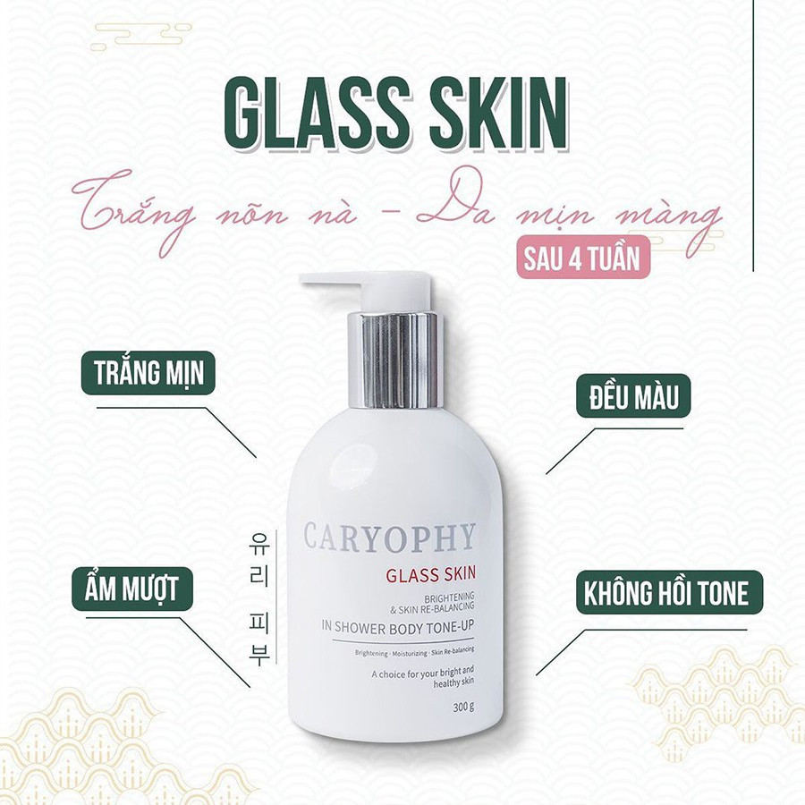 Kem Dưỡng Ẩm Trắng Da 3 in 1 Glass skin in Shower Body Tone up Caryophy 5ml