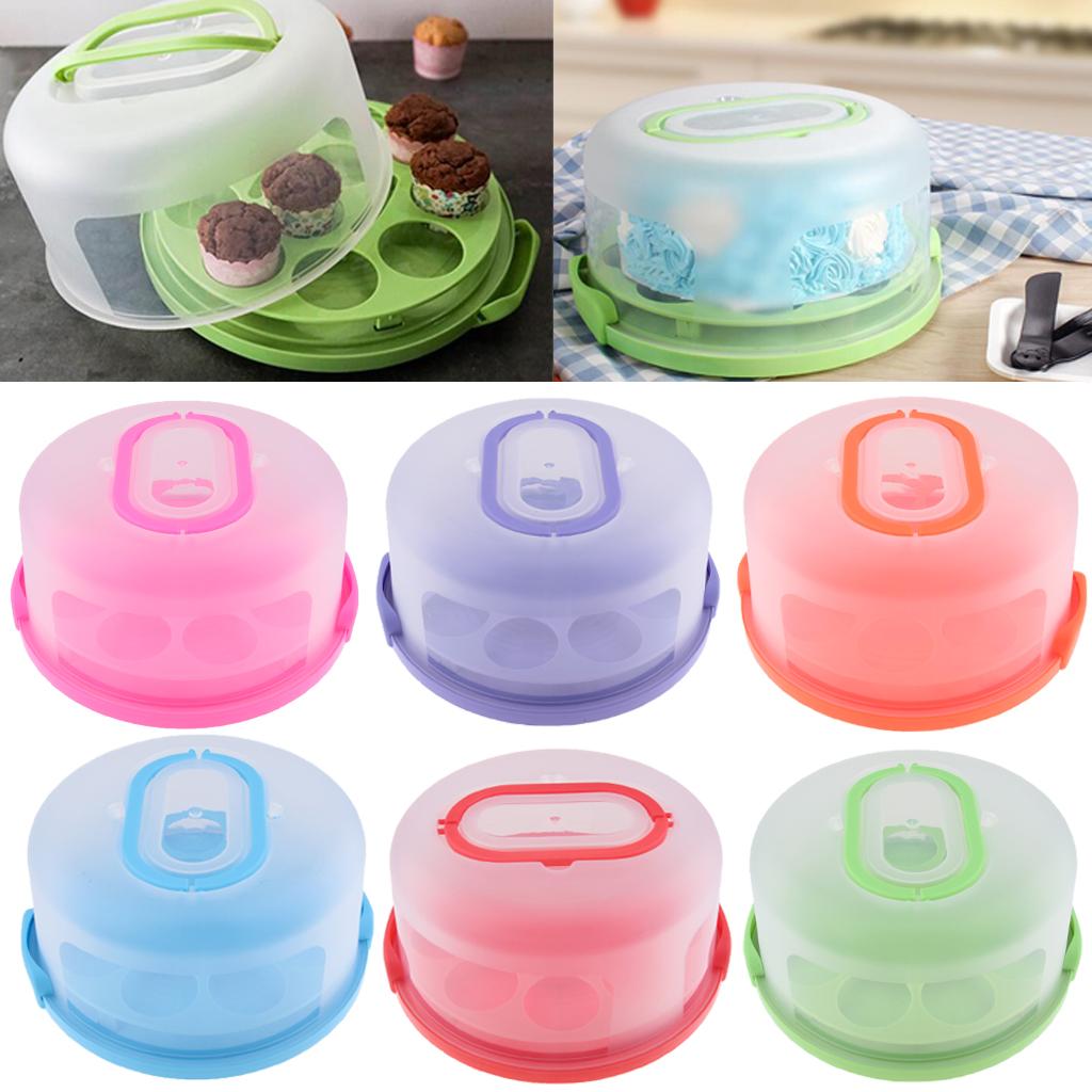 Portable Cake Cupcake Carrier Latching Cake Server Plastic Storage Box Tray