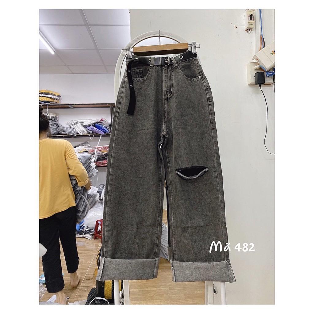 QUẦN JEAN DÀI ỐNG RỘNG LƯNG CAO - QUẦN BÒ NỮ CULOTTES SUÔNG TRƠN BASIC 79