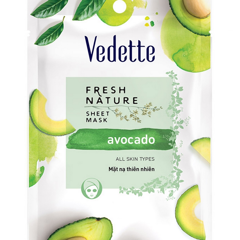 Mặt nạ giấy bơ Vedette Fresh Fruit Facial Mask Avocado 22ml