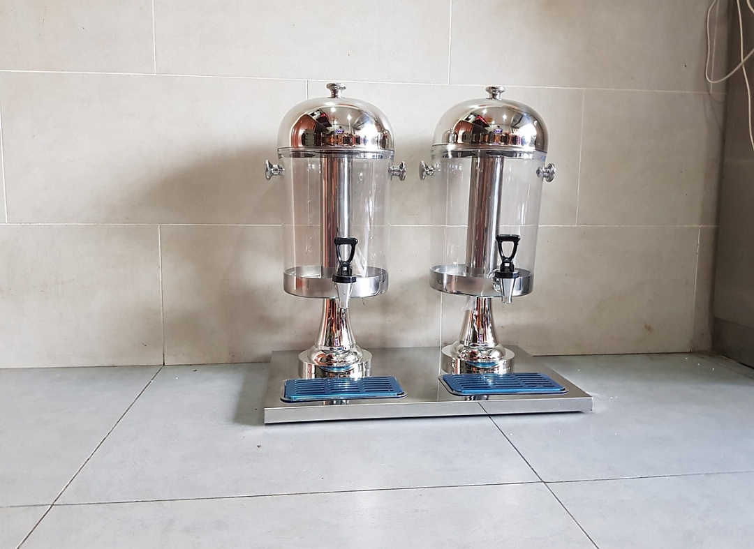 BÌNH ĐỰNG NƯỚC ÉP HOA QUẢ 2 ĐẦU 16L INOX 304 VÀ MICA