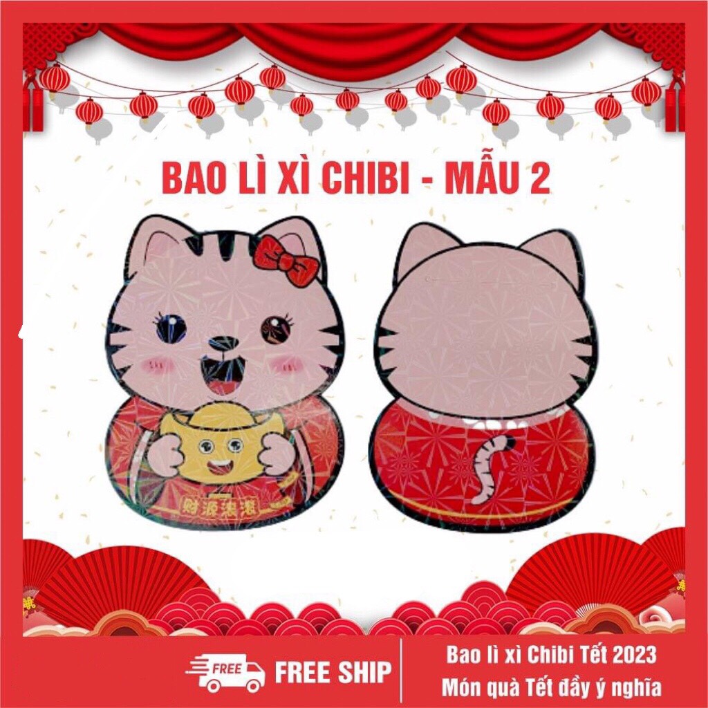 Bao lì xì chibi Tết 2023 cute dễ thương có phản quang - Giao mẫu ngẫu nhiên