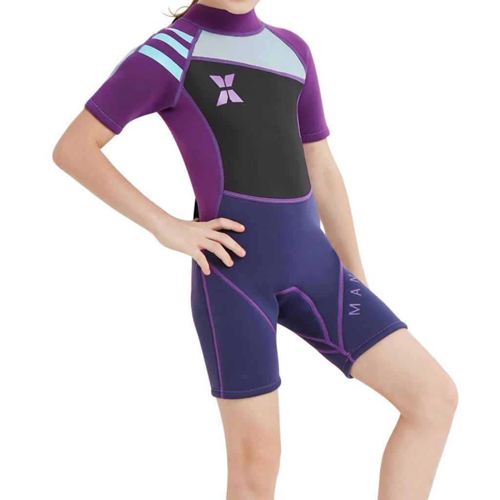 2.5mm Kids Short Sleeve Wetsuit Beach Diving  Swimsuit S