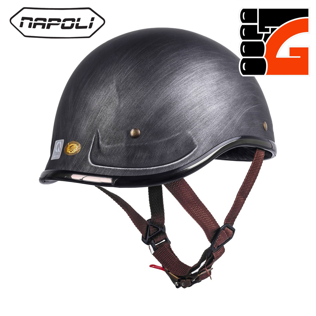 Mũ Bảo Hiểm ½ Đầu NAPOLI GANGSTER - Màu Đen giả xước Free Size (55 -58CM)