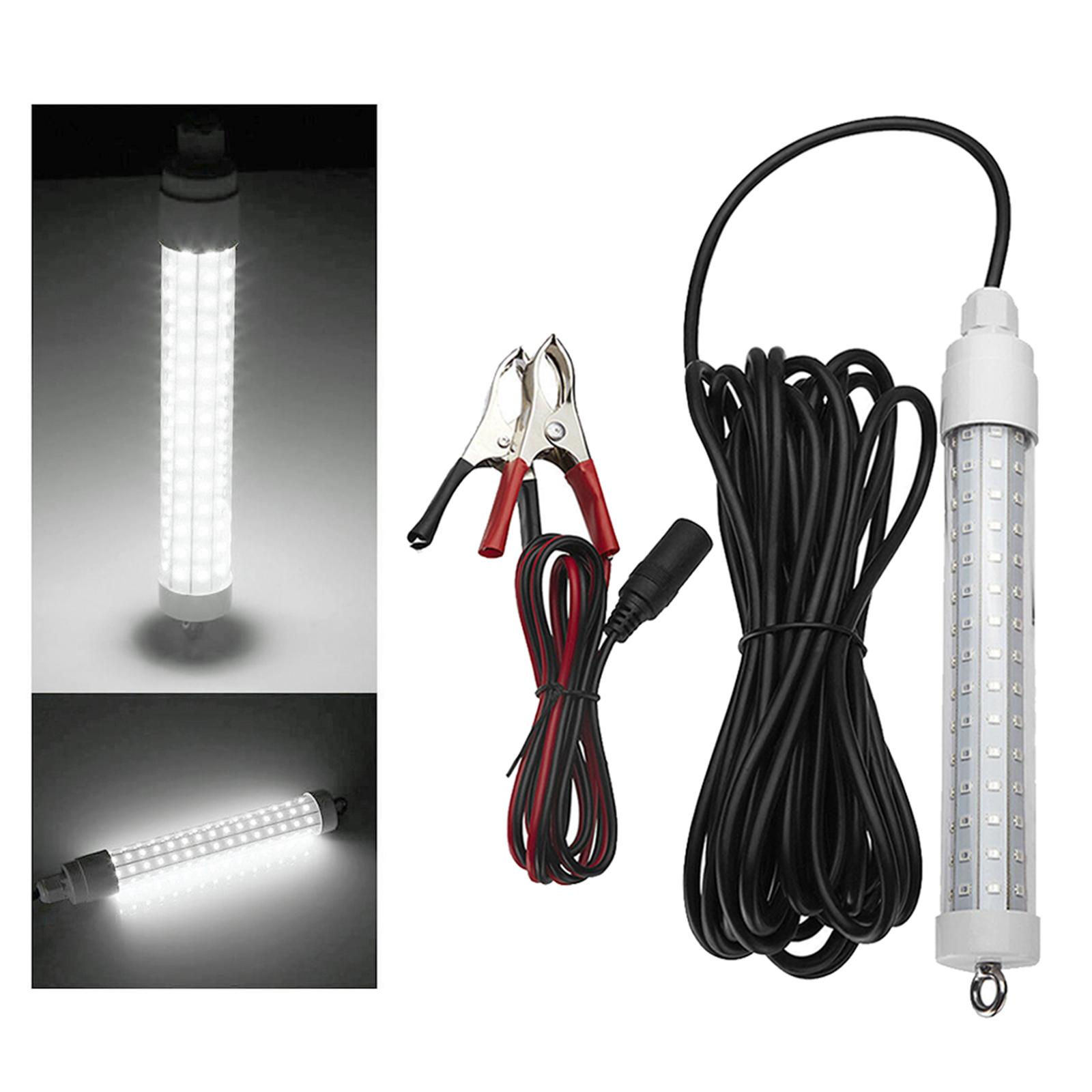 12V White LED Underwater Submersible Fishing Light Night Crappie Shad Squid Lamp