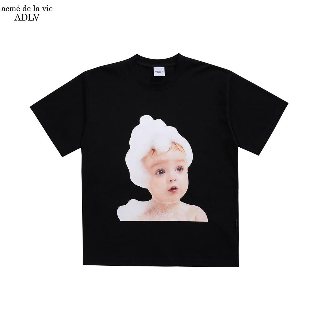 Áo thun ngắn tay cổ tròn ADLV Baby Face Black Bubble Đen ADLV