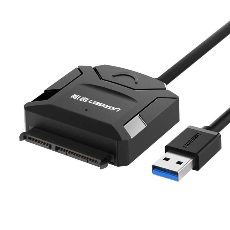 Ugreen UG20231CR108TK 25CM màu Đen Bộ chuyển đổi USB 3.0 sang SATA ổ cứng hỗ trợ nguồn - HÀNG CHÍNH HÃNG