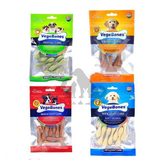 Xương Mini Gặm Sạch Răng, Ăn Vặt Cho Chó Vegebones Gói 60g Bổ Sung Canxi (4 vị mê mẩn Boss ngửi phát thích luôn)