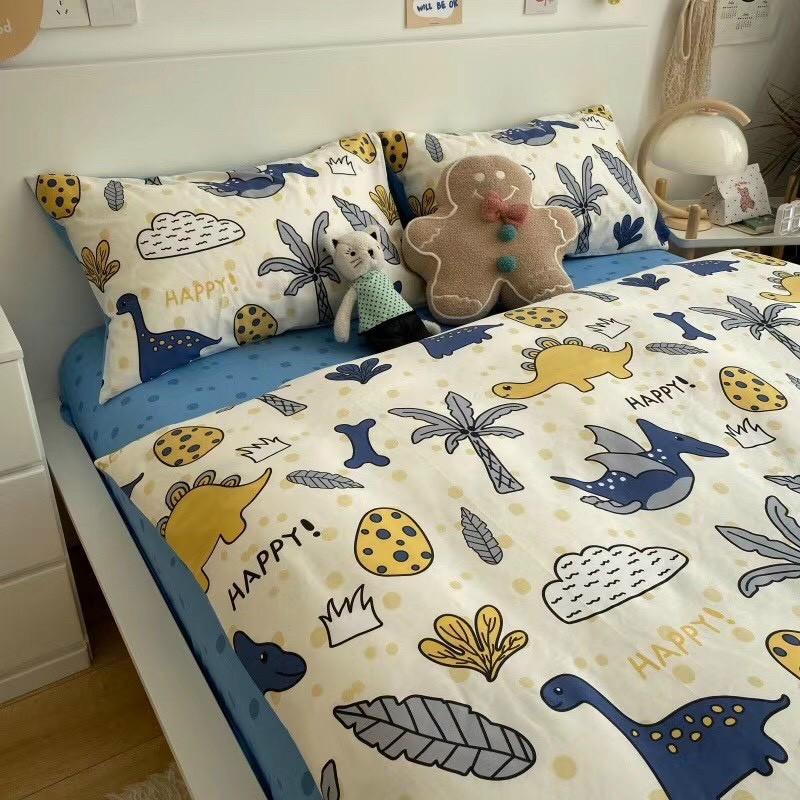 Bộ chăn ga Cotton Living M2T bedding chăn ga Hàn Quốc họa tiết công viên khủng long 100% Cotton