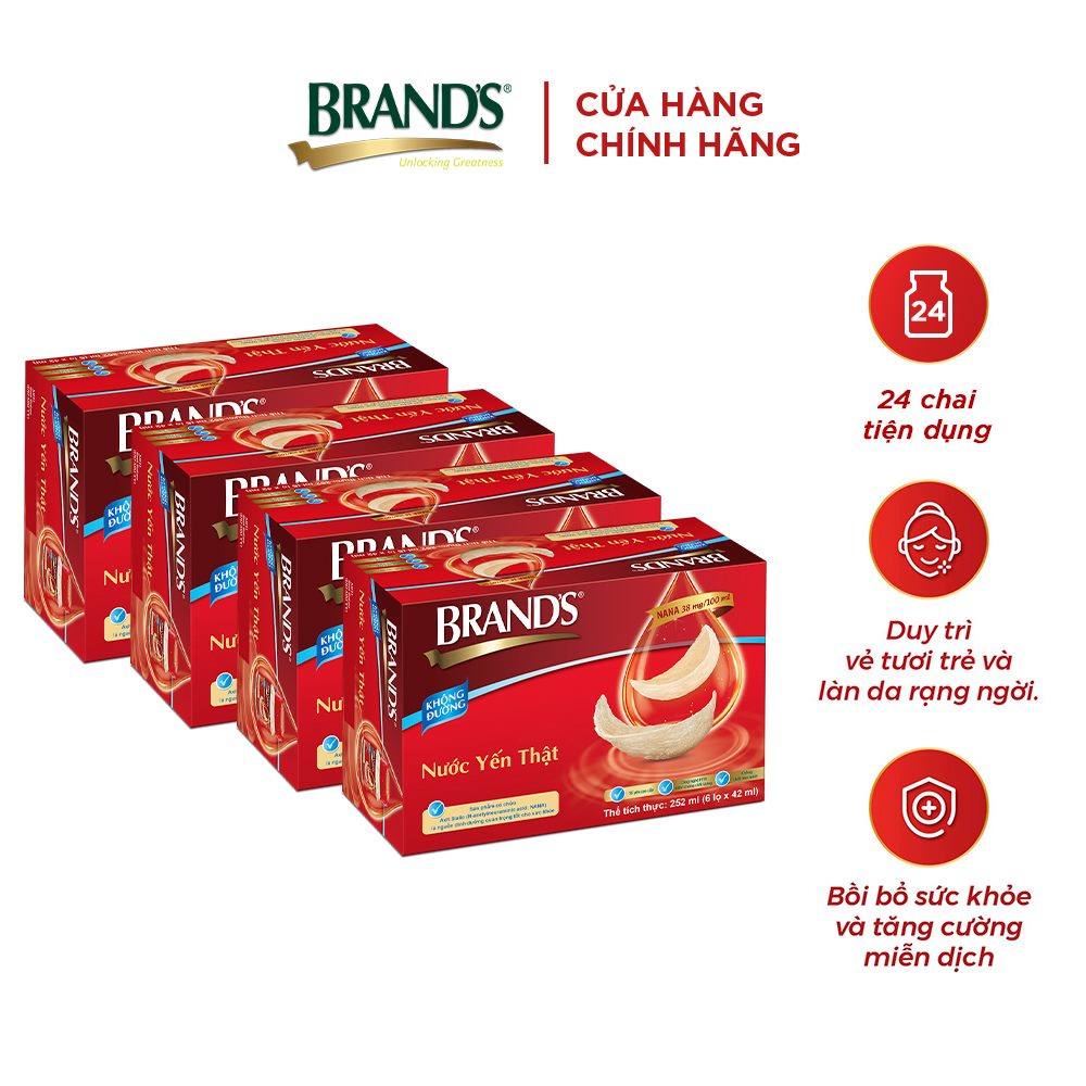 Combo 4 Nước yến thật BRAND'S Không Đường
