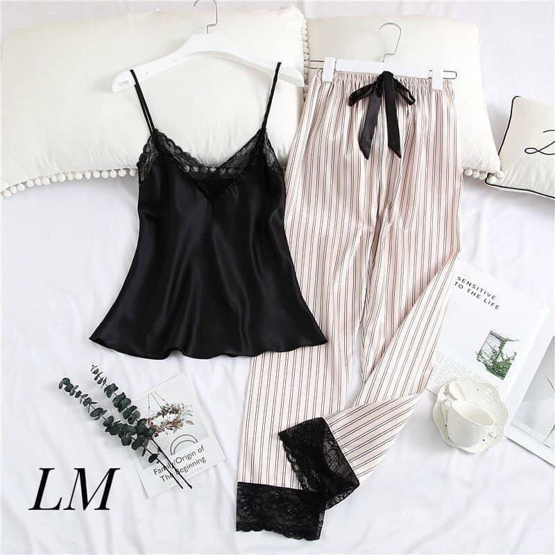 Bộ ren lụa 2 dây quần kẻ
#bo