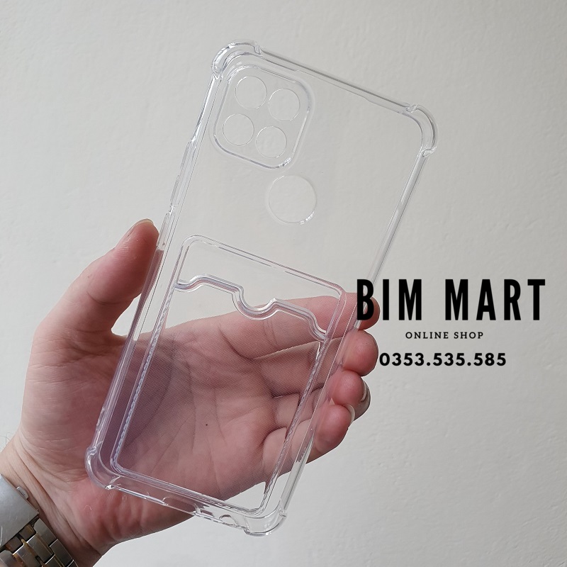 Ốp chống sốc dành cho OPPO A15 silicon trong suốt kèm ngăn ví đựng thẻ