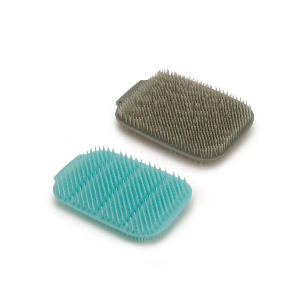 Bộ 2 miếng cọ rửa chén bát silicon Joseph Joseph Duo Xanh/Xám 002980 - Duo Scrubber 2-pack (Grey/Mint)