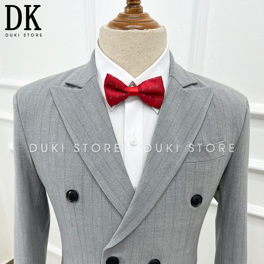 Bộ vest nam 6 nút Hàn Quốc kẻ sọc màu ghi thanh lịch DKE0065 - DUKI STORE