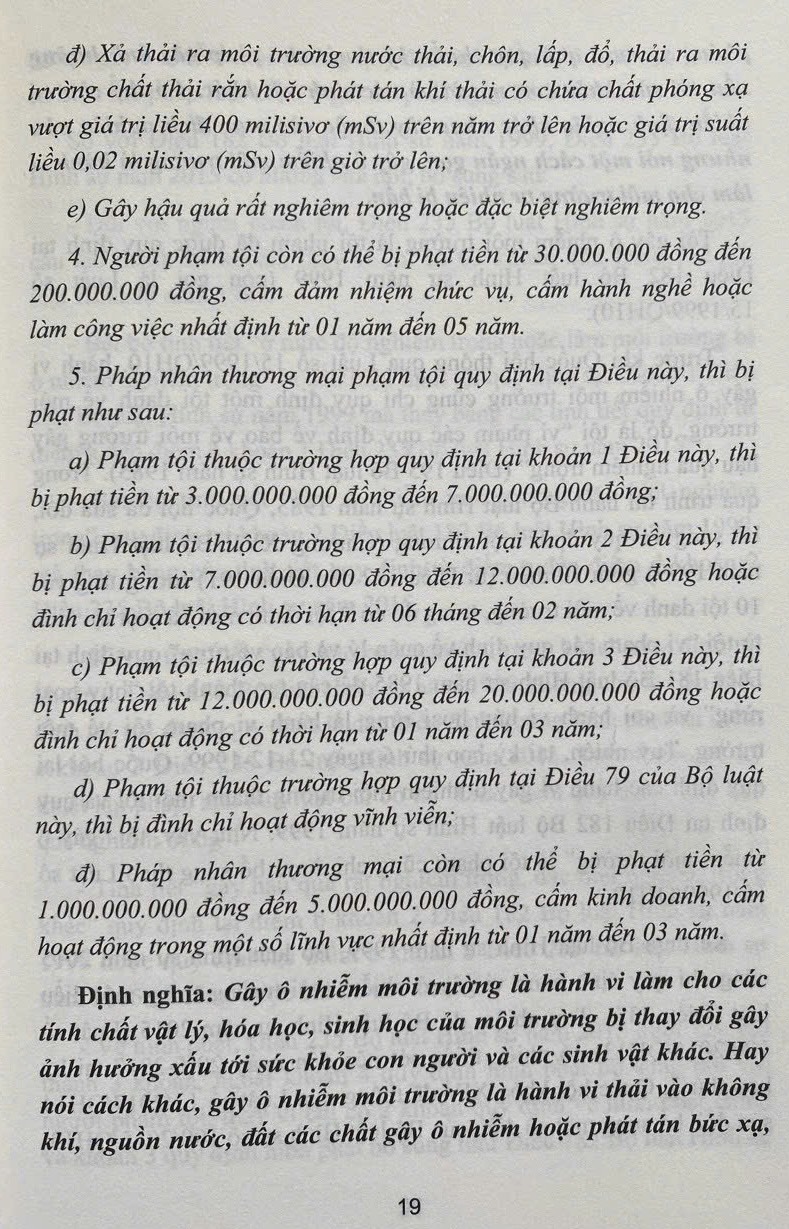 Bình luận Bộ luật hình sự năm 2015- Phần thứ hai Các tội phạm (Chương XIX- Các tội phạm về môi trường)