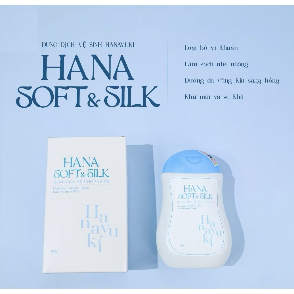Dung Dịch Vệ Sinh Phụ Nữ &amp; Nam Hana Soft Silk - VB Soft Silk Hanayuki Chính Hãng Giữ Ẩm Cân Bằng Độ PH 150g