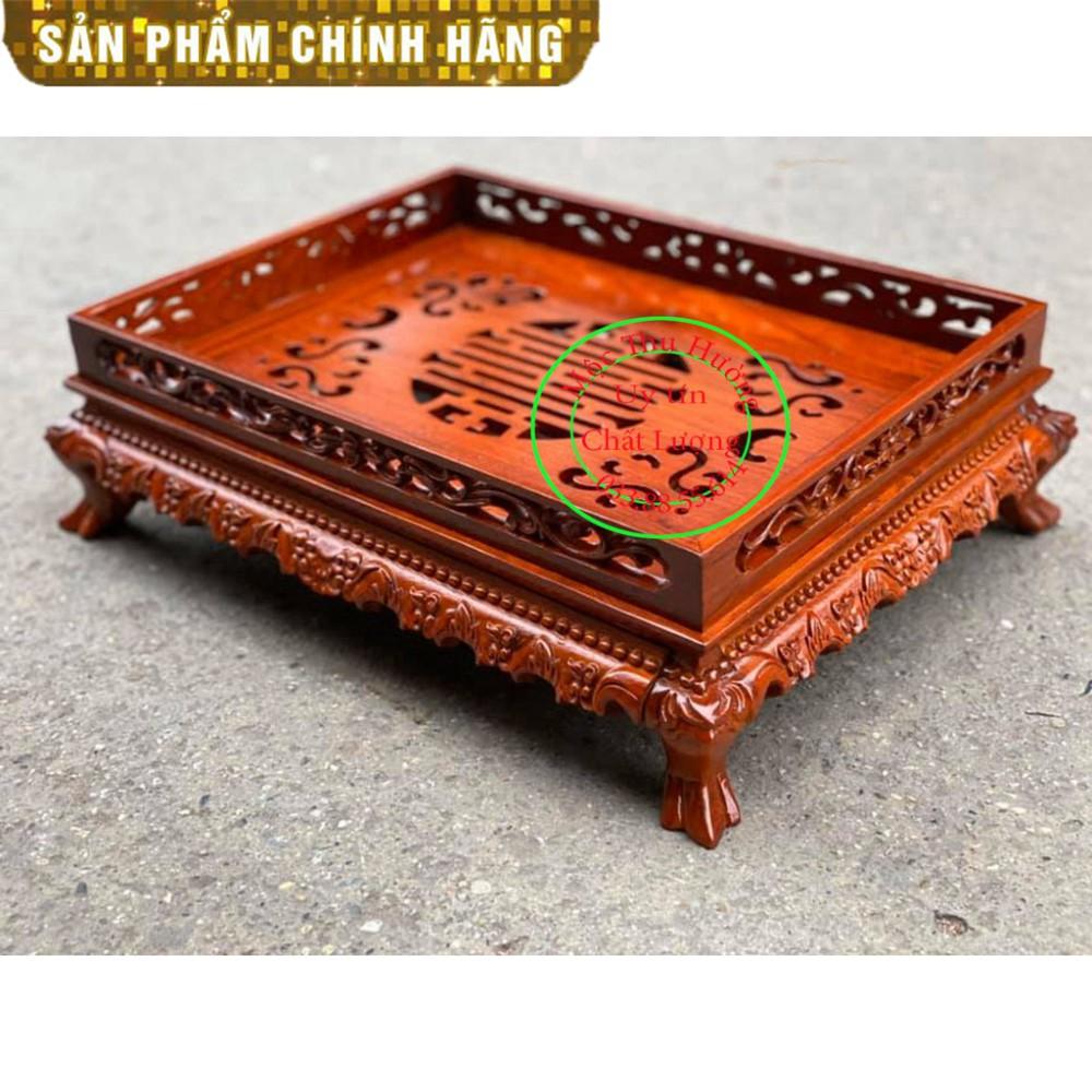 Khay Trà Chân Qùy Bằng Gỗ Hương - Khay trà rồng trầu gỗ