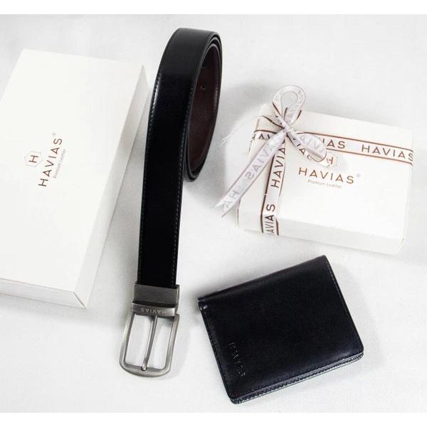 Set cặp ví Gerzip & dây lưng Class8 HAVIAS - Đen