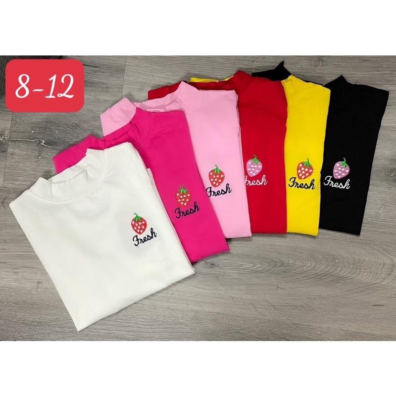 Áo dài tay giữ nhiệt cổ cao 3p cho bé gái 100% cotton mịn đẹp