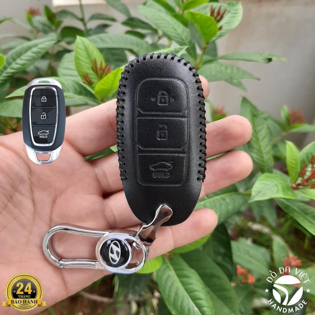 Bao Da Chìa Khóa HYUNDAI 3 nút , Santafe 19-20, Accent 18-20, Kona Da bò thật bảo hành 2 năm