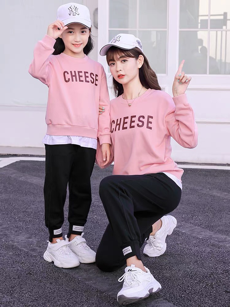 Áo đôi hồng CHEESE bèo gấu trắng cho mẹ và bé ATN617_con