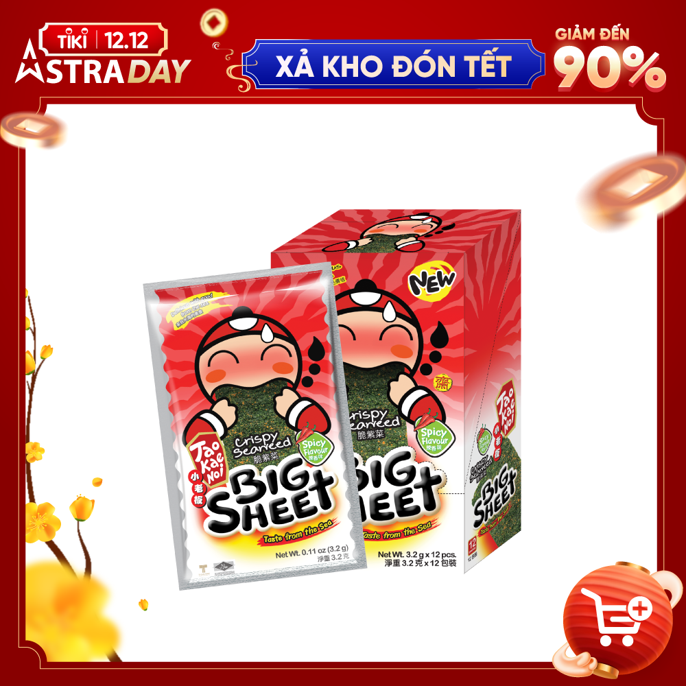 Snack Rong Biển TaoKaeNoi Big Sheet 3.2g (Hộp 12 gói)