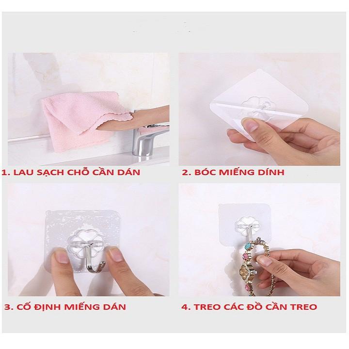 Móc dán dính tường chịu lực trong suốt, siêu dính.