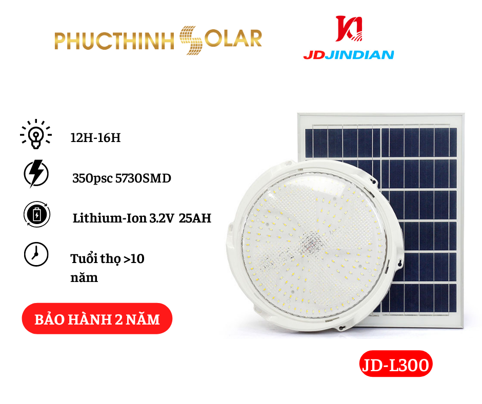 Đèn Ốp Trần Nổi Năng Lượng Mặt Trời 300W Jindian JD-L300 Đèn LED Ốp Trần, Đèn Trang Trí Trong Nhà | Phúc Thịnh Solar