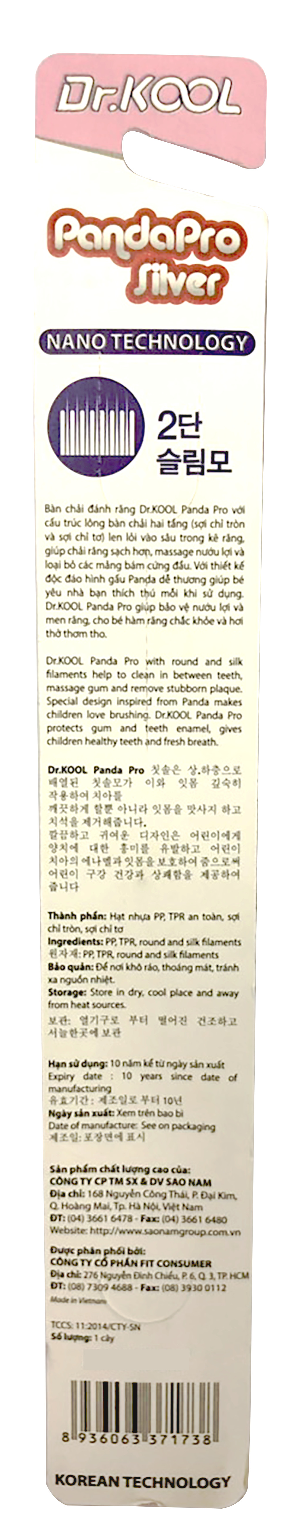 Bàn Chải Đánh Răng Trẻ Em Dr. Kool Panda Pro Silver (Giao màu ngẫu nhiên)