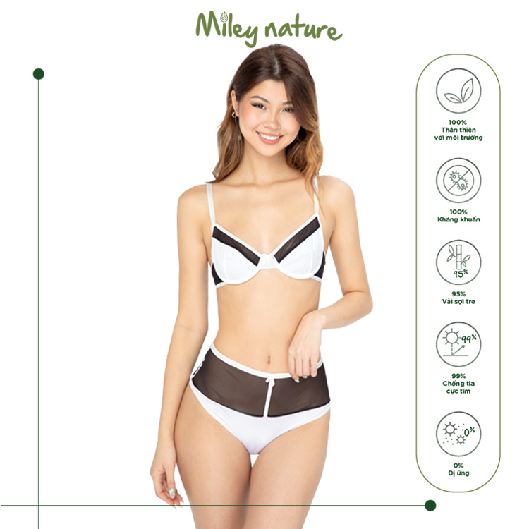 Bộ Đồ Lót Phối Lưới Sexy Có Gọng Không Mút Vải Sợi Thiên Nhiên Cao Cấp Bamboo Miley Lingerie BRB01002-FBM0105