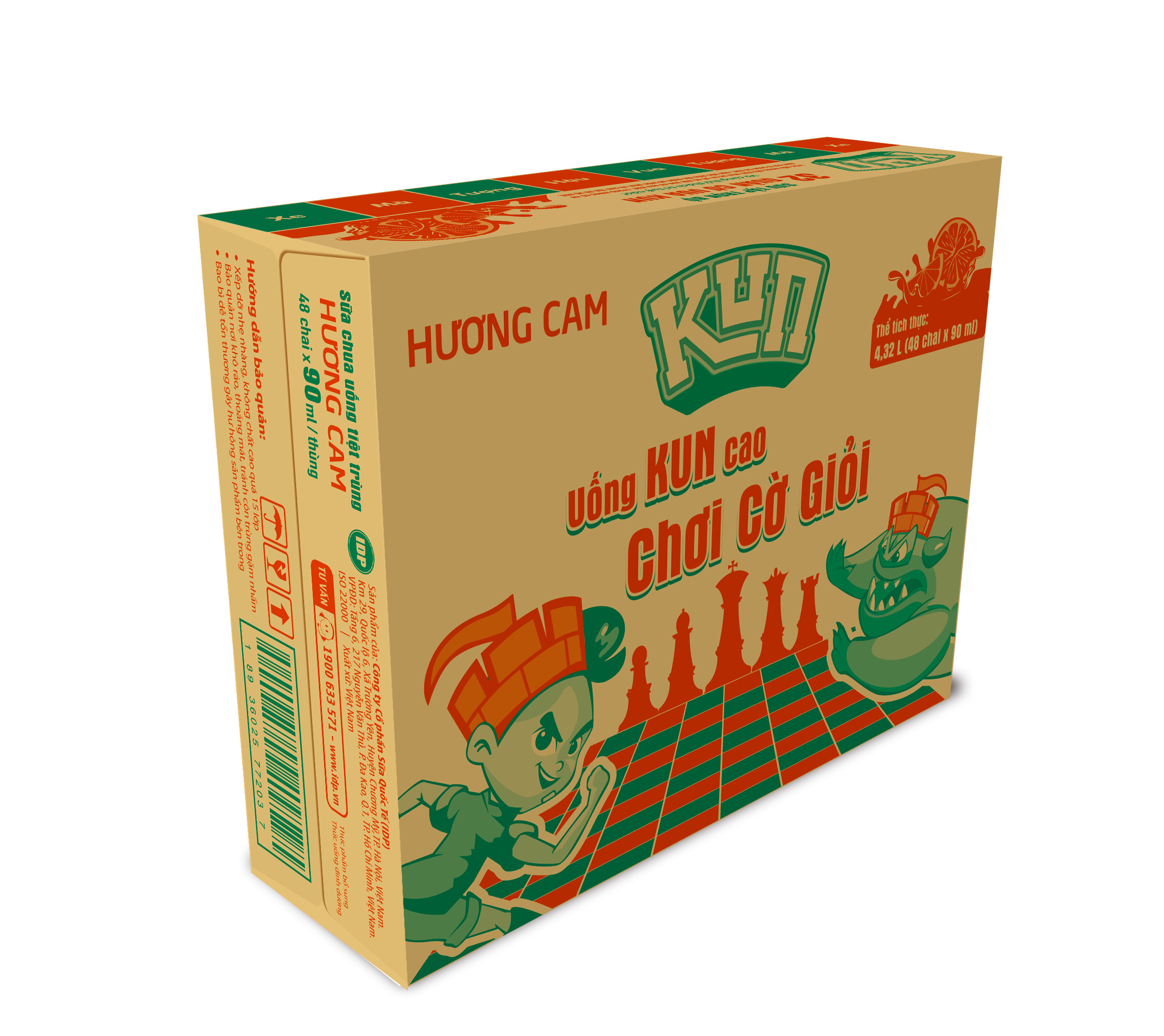 Thùng 48 Chai Sữa Chua Uống Cam KUN 85ml/chai