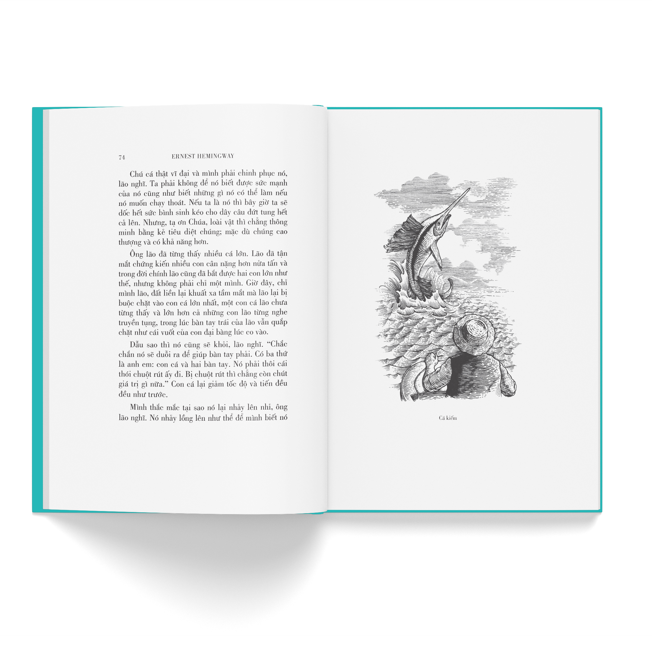 [bản mới minh họa của họa sĩ Lê Trí, được vẽ theo cảm hứng từ phong cách scratchboard] ÔNG GIÀ VÀ BIỂN CẢ - Ernest Hemingway – Đông A – Bìa cứng có áo