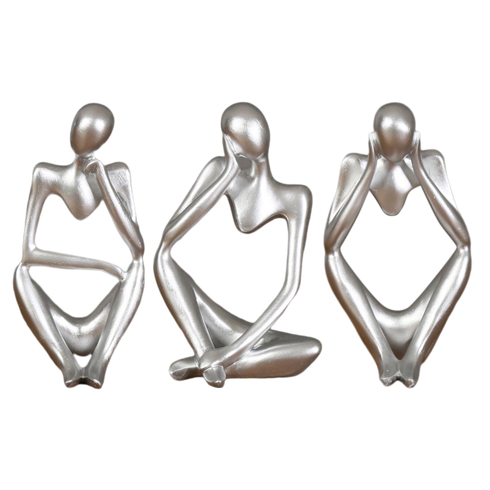 4pcs Resin Thinker Sculpture Figurine Statue for Tabletop Decoration