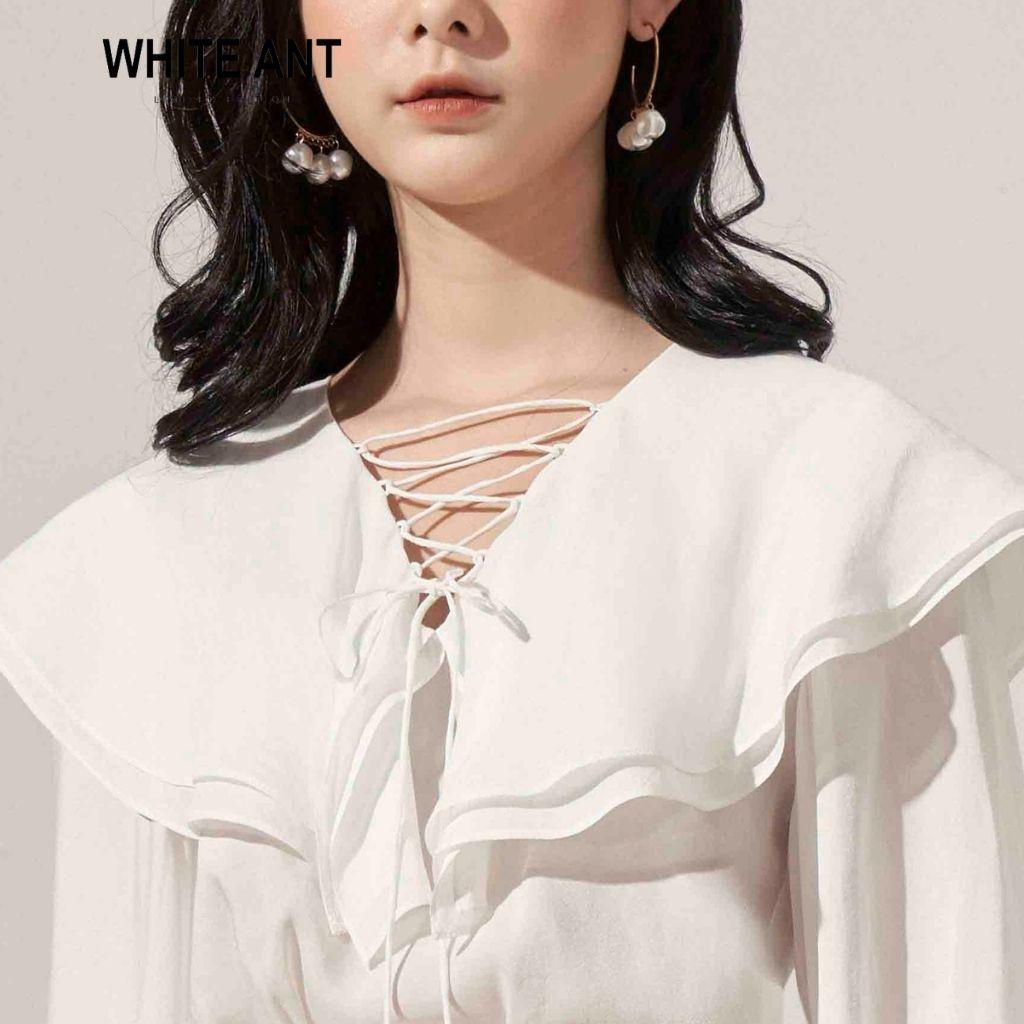 Áo Sơ Mi Nữ Công Sở Dài Tay WHITE ANT Thiết Kế Cổ Dây Buộc Tinh Tế, Chất Liệu Tơ Nhập Khẩu Cao Cấp 170300003.493