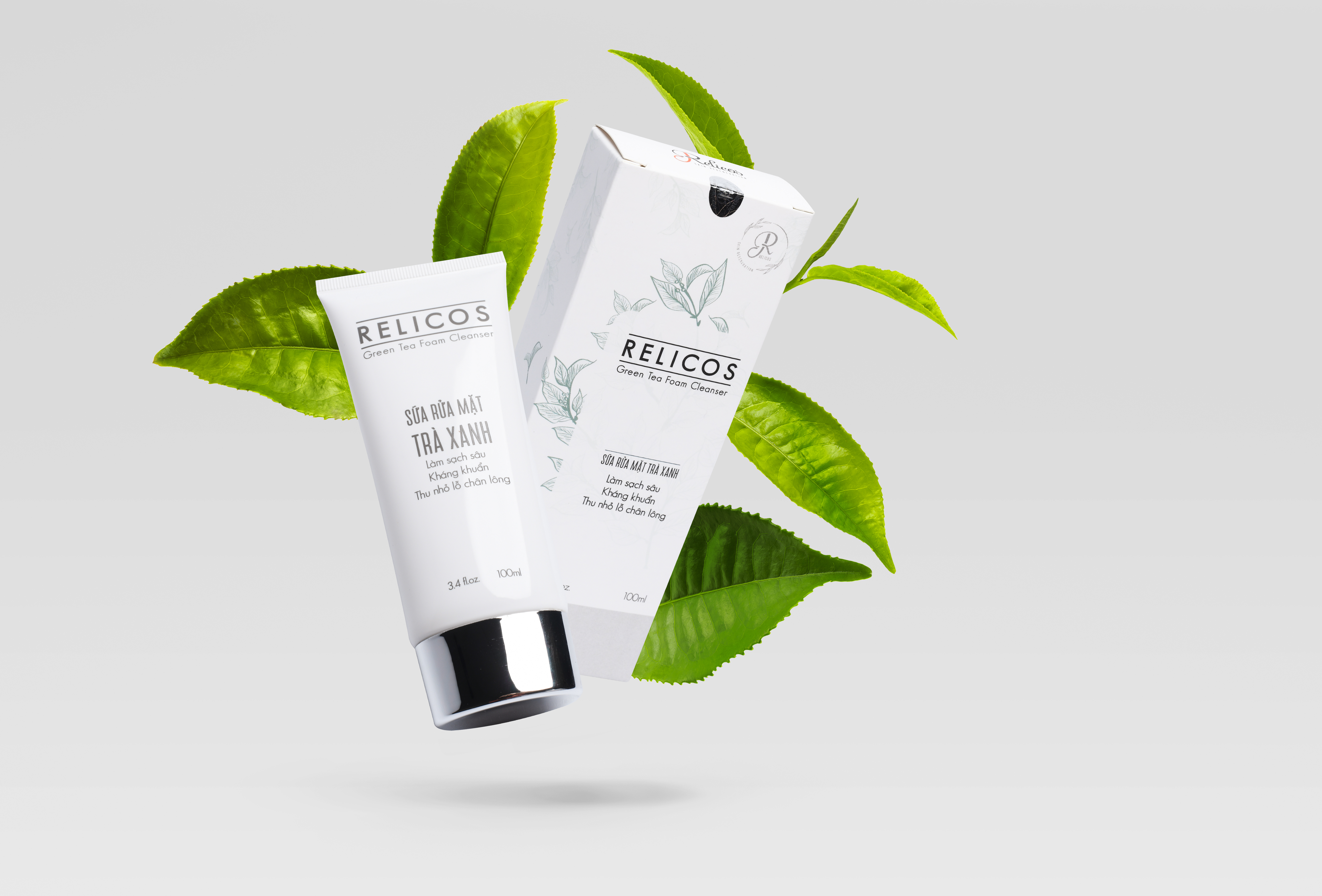 Sữa rửa mặt trà xanh- Relicos Green Tea Foam Cleanser
