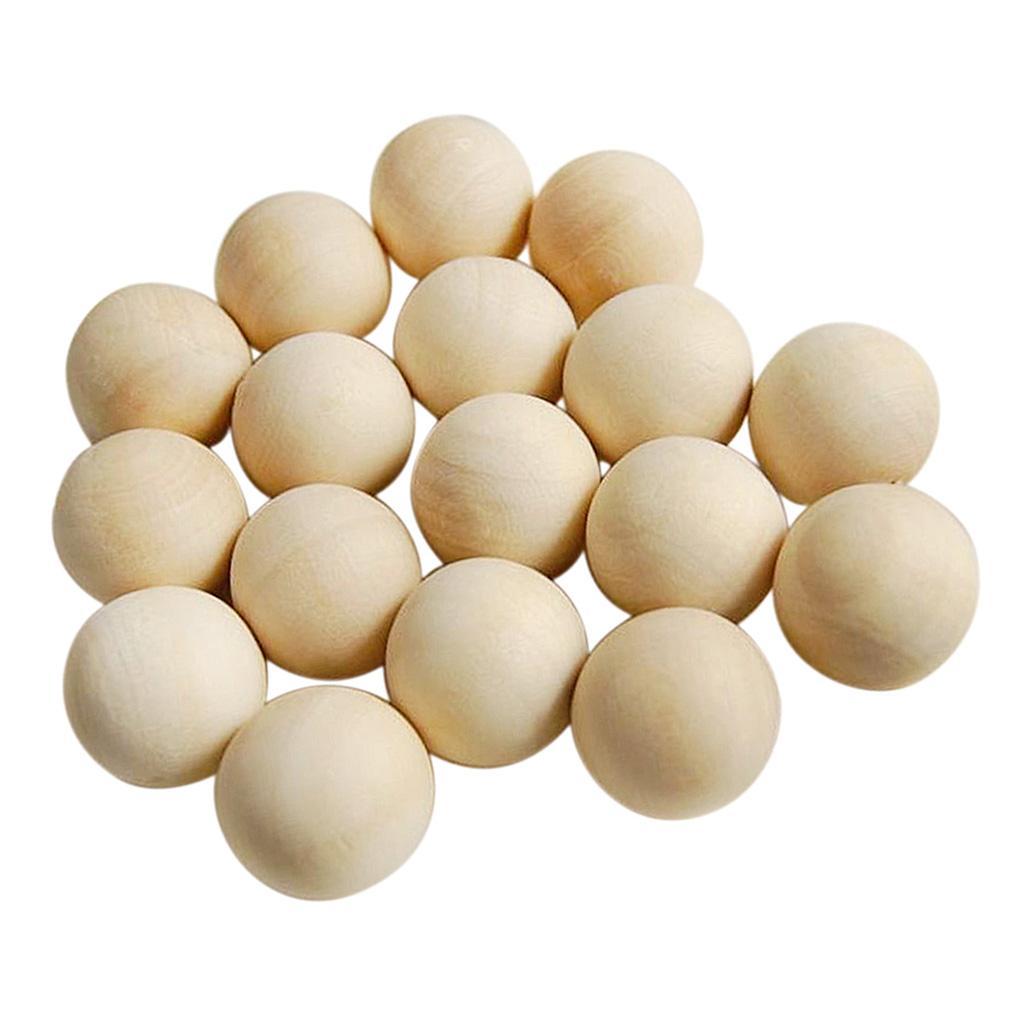600pcs No Hole Round Ball Wooden Beads Painting Woodworking DIY Craft