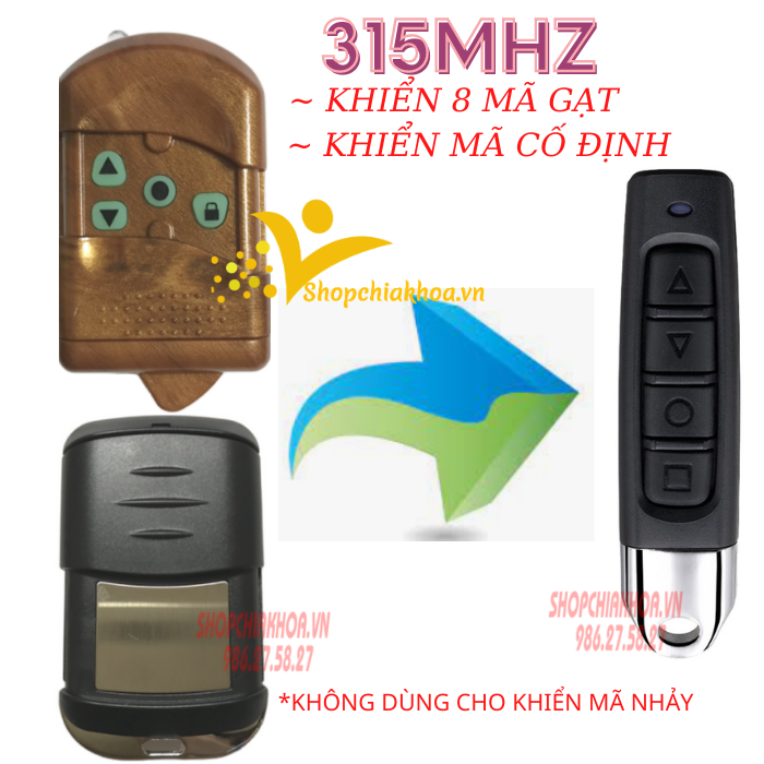 Điều khiển cửa cuốn ngón tay tần số 315mhz tự học lệnh thông minh nhỏ gọn, bền đẹp tặng kèm móc treo, có hướng dẫn sử dụng kèm theo