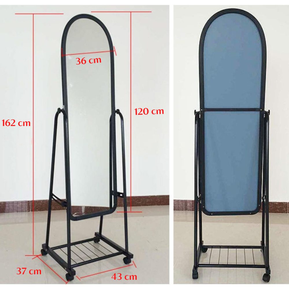 Gương toàn thân FUFUTECH, gương đứng, kính soi có chân di động giá rẻ màu hồng, trắng, đen dùng để trang trí